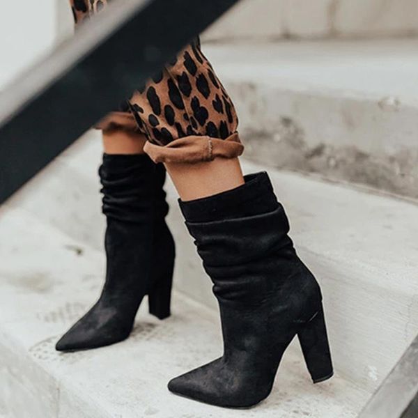 boots 2021 winter women suede high heels pointed toe ankle booties side zip female fashoin plus 43 ladies shoes, Black
boots 2021 winter women suede high heels pointed toe ankle booties side zip female fashoin plus 43 ladies shoes, Black
