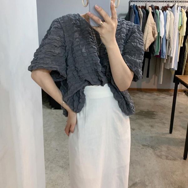 women's tracksuits women sets 2021 summer korean ladies simple round neck pleated bubble shirt high waist loose casual shorts suits, Gray
women's tracksuits women sets 2021 summer korean ladies simple round neck pleated bubble shirt high waist loose casual shorts suits, Gray
