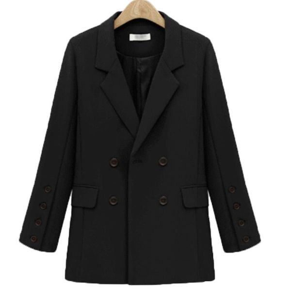 women's suits & blazers casual blazer solid color loose mid-length double-breasted oversized women autumn and winter, White;black
women's suits & blazers casual blazer solid color loose mid-length double-breasted oversized women autumn and winter, White;black