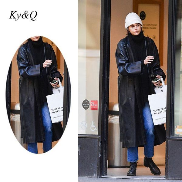 women's trench coats black oversized long leather coat women loose fashion clothing jacket kaia same style outerwear 2021 spring trend, Tan;black
women's trench coats black oversized long leather coat women loose fashion clothing jacket kaia same style outerwear 2021 spring trend, Tan;black