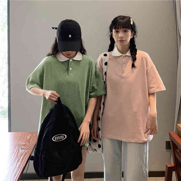 turn down collars solid casual loose short sleeve women t-shirt street basic college wind female t-shirts 210522, White
turn down collars solid casual loose short sleeve women t-shirt street basic college wind female t-shirts 210522, White