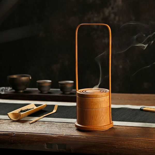 chinese style bamboo disc incense burner household buddha stick lying point fragrance lamps