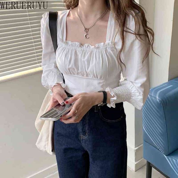 werueruyu white ruched long sleeve tshirts square collar autumn cropped elegant high street short tshirts casual women 210608
werueruyu white ruched long sleeve tshirts square collar autumn cropped elegant high street short tshirts casual women 210608