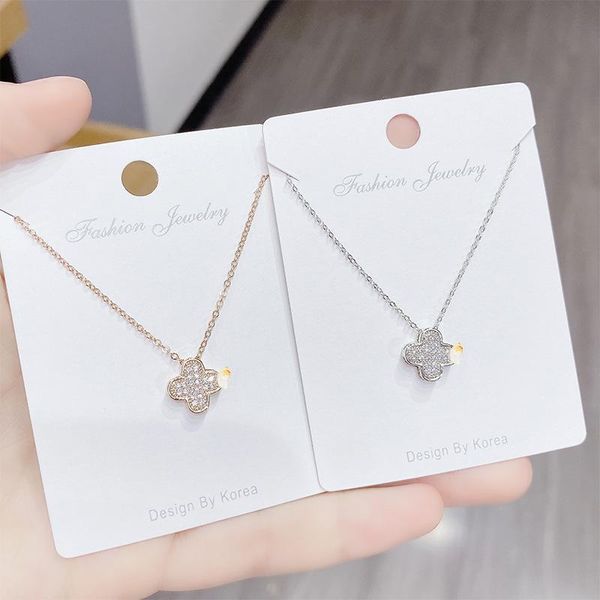 pendant necklaces copper zircon four clover necklace gold plated simple fashion versatile lucky clavicular chain leaf, Silver
pendant necklaces copper zircon four clover necklace gold plated simple fashion versatile lucky clavicular chain leaf, Silver
