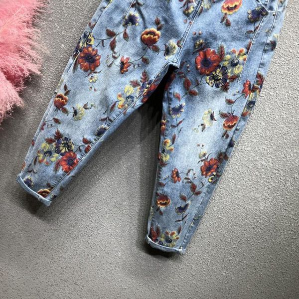 women's jeans woman high waist slim loose harem pants korean style vintage floral printed female long denim trousers 2021 fashion bc119, Blue
women's jeans woman high waist slim loose harem pants korean style vintage floral printed female long denim trousers 2021 fashion bc119, Blue