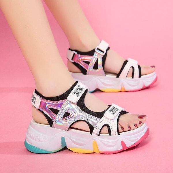 sport sandals women open toe platform wedge summer rainbow sole thick zapatos mujer 2021, Black
sport sandals women open toe platform wedge summer rainbow sole thick zapatos mujer 2021, Black