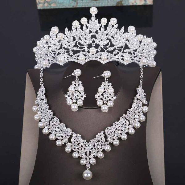 earrings & necklace crystal bridal jewelry sets bride pearl crowns for women wedding collection set african beads, Silver
earrings & necklace crystal bridal jewelry sets bride pearl crowns for women wedding collection set african beads, Silver
