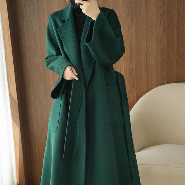 women's wool & blends 2021 autumn and winter double-sided coat tweed medium long loose, Black
women's wool & blends 2021 autumn and winter double-sided coat tweed medium long loose, Black