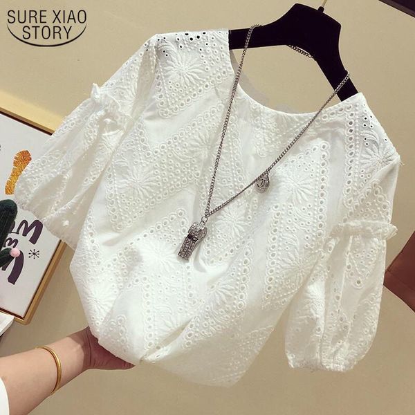 summer hook flower short sleeve white lace blouse women korean fashion round collar loose blusas 13439 210417
summer hook flower short sleeve white lace blouse women korean fashion round collar loose blusas 13439 210417