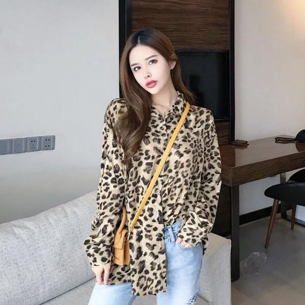 leopard blouse women fashion vintage print long sleeve lapel shirt loose casual single-breasted blouses women's & shirts, White
leopard blouse women fashion vintage print long sleeve lapel shirt loose casual single-breasted blouses women's & shirts, White