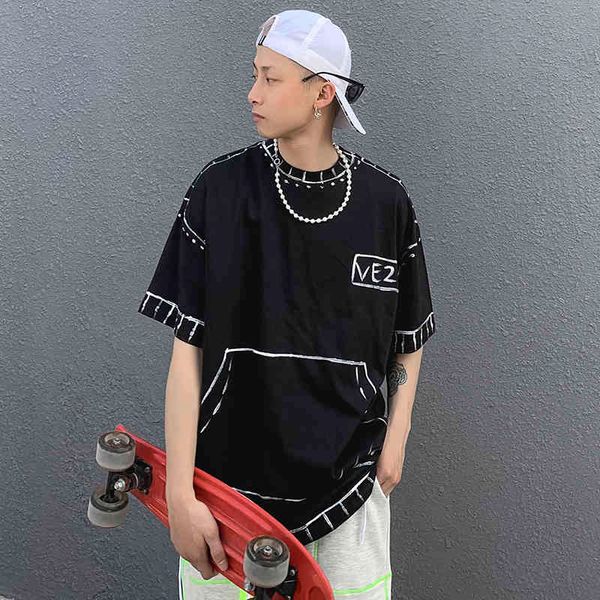 men's t-shirts high street painted card printing sleeve short tshirts of men neck oversize cotton summer shirt looses hip t, White;black
men's t-shirts high street painted card printing sleeve short tshirts of men neck oversize cotton summer shirt looses hip t, White;black