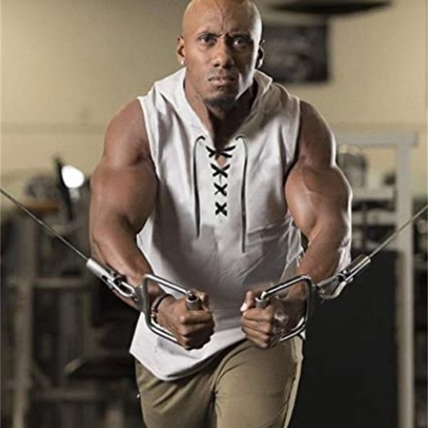 men's t shirt casual solid color hooded spors finess sleeveless ves for men, White;black
men's t shirt casual solid color hooded spors finess sleeveless ves for men, White;black