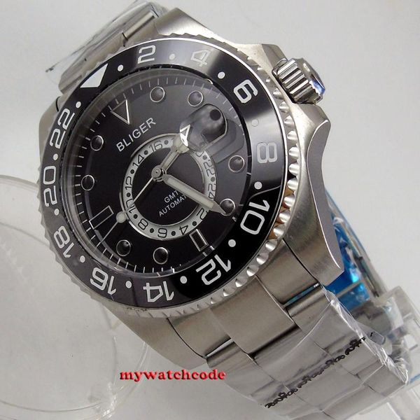 wristwatches 43mm black dial luminous mark gmt sapphire glass automatic mens watch 206, Slivery;brown
wristwatches 43mm black dial luminous mark gmt sapphire glass automatic mens watch 206, Slivery;brown