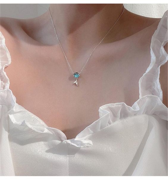 pendant necklaces blue ball fish tail necklace fashionable cute clavicle chain girl small, Silver
pendant necklaces blue ball fish tail necklace fashionable cute clavicle chain girl small, Silver
