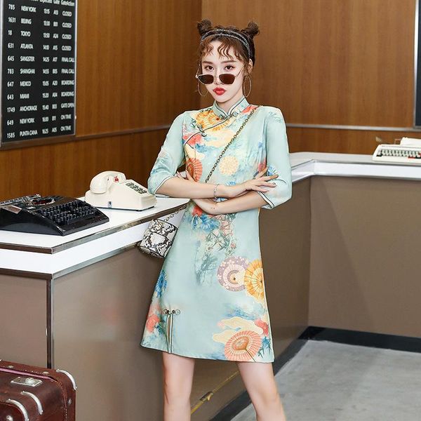 lady elegant print novelty chinese a-line dress exquisite handmade button trim mini qipao velvet cheongsam ethnic clothing, Red
lady elegant print novelty chinese a-line dress exquisite handmade button trim mini qipao velvet cheongsam ethnic clothing, Red