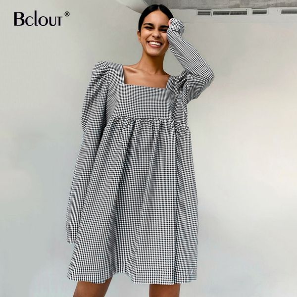 bclout black white plaid dress vintage puff sleeve mini dress woman autumn square collar casual lady vestido 2021 zipper sexy, Black;gray
bclout black white plaid dress vintage puff sleeve mini dress woman autumn square collar casual lady vestido 2021 zipper sexy, Black;gray