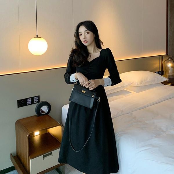casual dresses korean women's french retro lace spell to receive waist slim little black dress hepburn woman., Black;gray
casual dresses korean women's french retro lace spell to receive waist slim little black dress hepburn woman., Black;gray