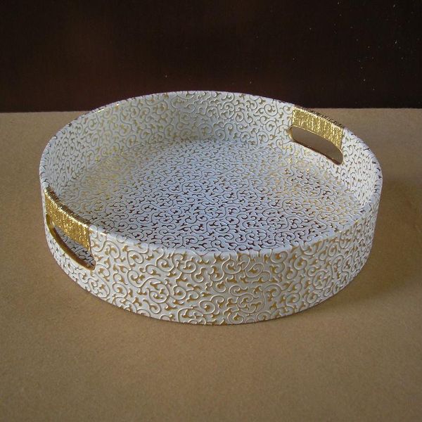 kitchen storage & organization diameter29 cm round leather serving decorative tray fruit food embossed gold over white 296c
kitchen storage & organization diameter29 cm round leather serving decorative tray fruit food embossed gold over white 296c