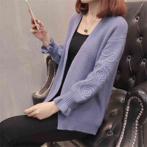 women fashion knitted cardigans short solid coat ruffles suit spring and autumn office lady 210427, White;black
women fashion knitted cardigans short solid coat ruffles suit spring and autumn office lady 210427, White;black