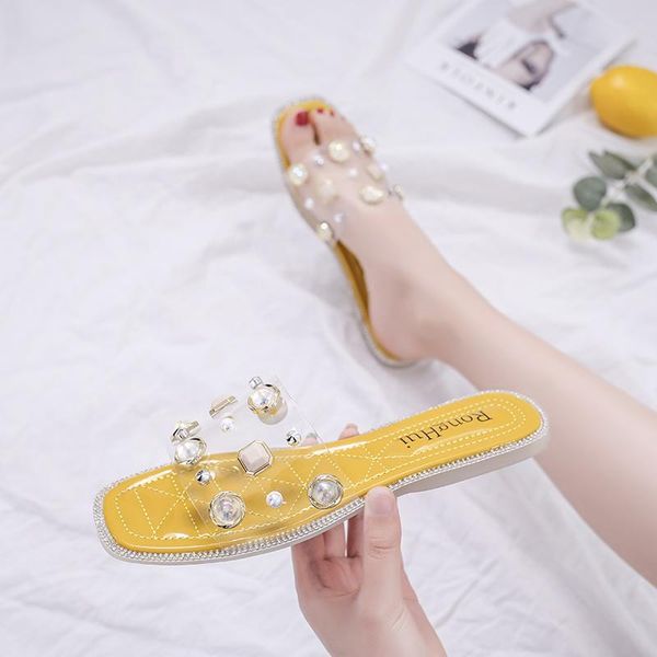 slippers 2021 summer women shoes transparent flat peep toe rivet pearl beach fashion slides casual, Black
slippers 2021 summer women shoes transparent flat peep toe rivet pearl beach fashion slides casual, Black