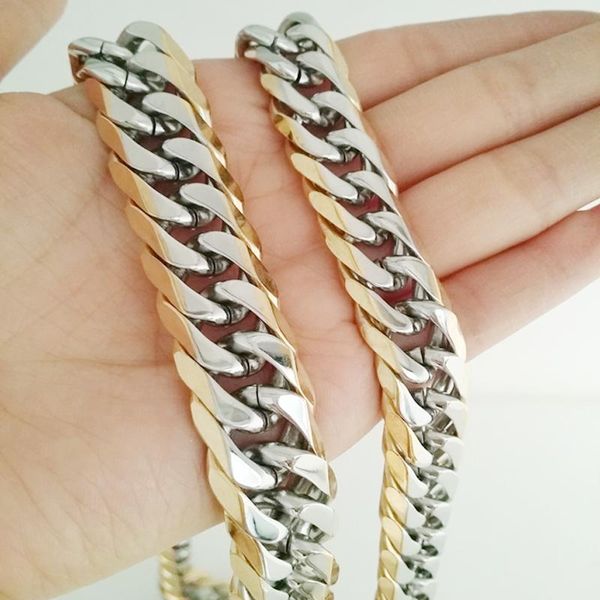 chains 13/16mm gold silver color cuban curb link chain stainless steel for biker men's necklace/bracelet fashion jewelry 7-40"
chains 13/16mm gold silver color cuban curb link chain stainless steel for biker men's necklace/bracelet fashion jewelry 7-40"