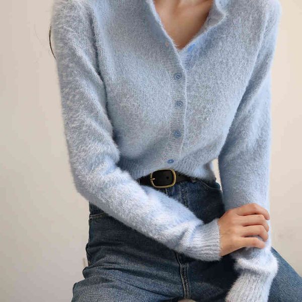 women's sweaters plush round neck mohair woman knitted cardigans loose long sleeve single breasted elastic solid color short, White;black
women's sweaters plush round neck mohair woman knitted cardigans loose long sleeve single breasted elastic solid color short, White;black
