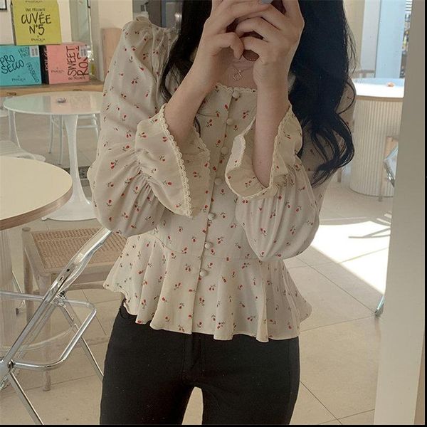 chic korean women blouses square collar high waist florals slim streetwear sweet all match cute short shirts, White
chic korean women blouses square collar high waist florals slim streetwear sweet all match cute short shirts, White