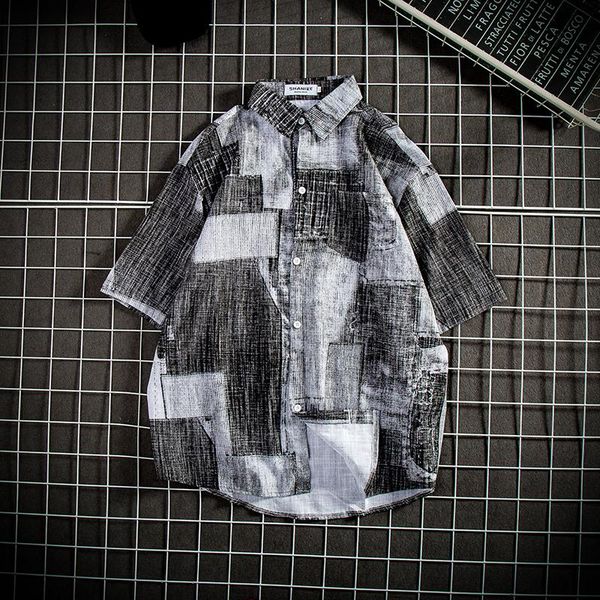 summer loose japanese is very men's trend korean version of the wild stitching half sleeve casual plaid shirt shirts, White;black
summer loose japanese is very men's trend korean version of the wild stitching half sleeve casual plaid shirt shirts, White;black
