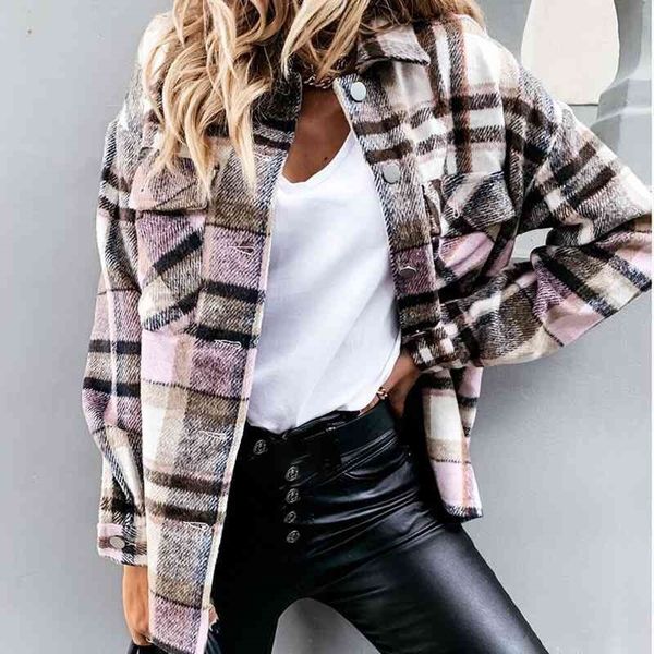 plaid long sleeve women's shirt loose checked female jacket shirt lapel single breasted pockets spring fashion lady shirts 210410, White
plaid long sleeve women's shirt loose checked female jacket shirt lapel single breasted pockets spring fashion lady shirts 210410, White