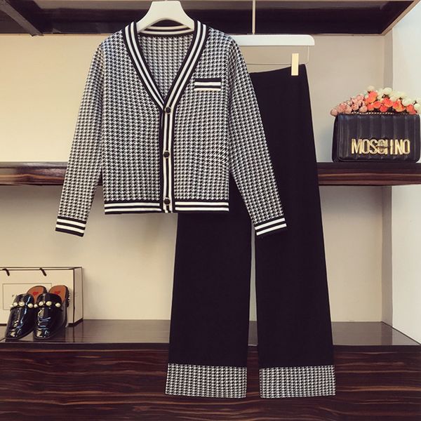 pant knitted two set women houndstooth sweater cardigan wide leg pants suits autumn winter fashion 2 piece tracksuits 0d8p, White
pant knitted two set women houndstooth sweater cardigan wide leg pants suits autumn winter fashion 2 piece tracksuits 0d8p, White