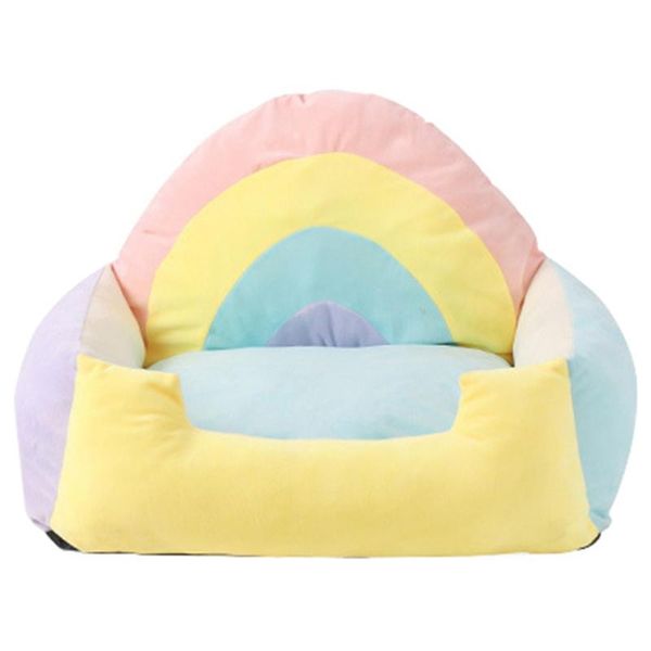 cat beds & furniture cute super soft bed house warm winter puppy sleeping nest plush rectangle rainbow couch pet warming
