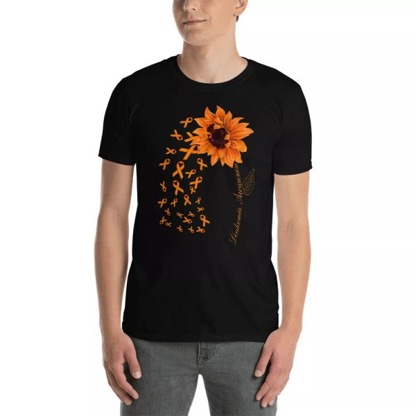 leukemia awareness cool orange sunflower ribbons shirt, White;black
