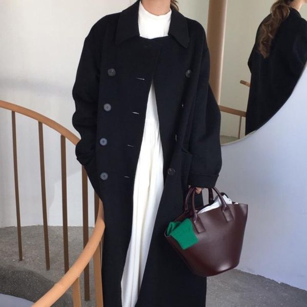 autumn winter women solid color blends female medium length korean style double breasted elegant woolen coat q269 women's wool &, Black
autumn winter women solid color blends female medium length korean style double breasted elegant woolen coat q269 women's wool &, Black