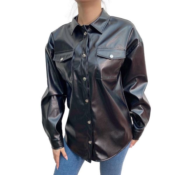 women's jackets imcute pu leather jacket women retro fashion black fall lapel long sleeve button coat street slim motorcycle top, Black;brown
women's jackets imcute pu leather jacket women retro fashion black fall lapel long sleeve button coat street slim motorcycle top, Black;brown