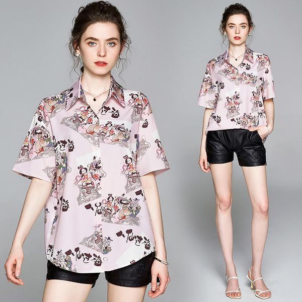 women's blouses & shirts summer runway vintage floral print collar button short sleeve womens ladies party ol casual loose shirt blouse, White
women's blouses & shirts summer runway vintage floral print collar button short sleeve womens ladies party ol casual loose shirt blouse, White
