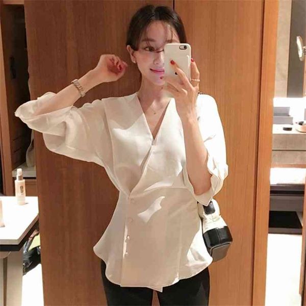 women's long-sleeved shirt spring v-neck solid sashes slim flare sleeve shirts woman tees female pl049 210506, White
women's long-sleeved shirt spring v-neck solid sashes slim flare sleeve shirts woman tees female pl049 210506, White