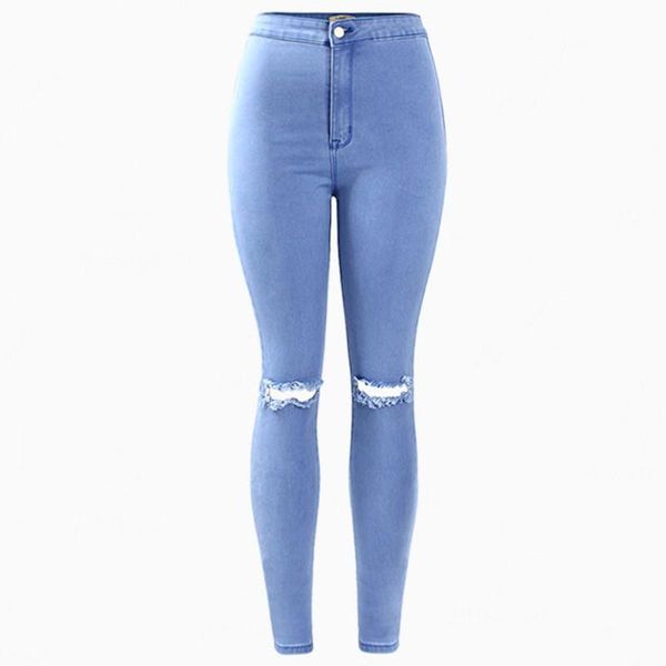 women's jeans fashion comfortable high waist stretch slim thin pencil pants solid color hole small feet, Blue
women's jeans fashion comfortable high waist stretch slim thin pencil pants solid color hole small feet, Blue