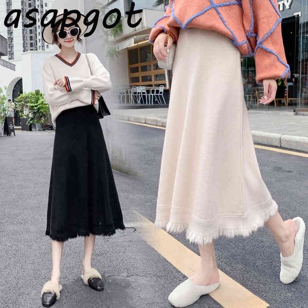 asapgot korea chic thick apricot tassels knitted skirts women a line loose high waist black woolen mujer faldas wild 210429
asapgot korea chic thick apricot tassels knitted skirts women a line loose high waist black woolen mujer faldas wild 210429