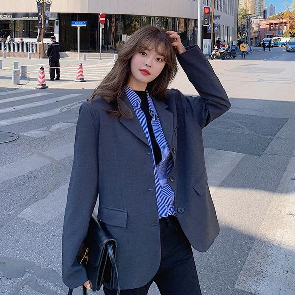 women loose casual solid color suit coat back slit design vintage blazer office lady elegant jacket spring autumn women's suits & blaze, White;black
women loose casual solid color suit coat back slit design vintage blazer office lady elegant jacket spring autumn women's suits & blaze, White;black