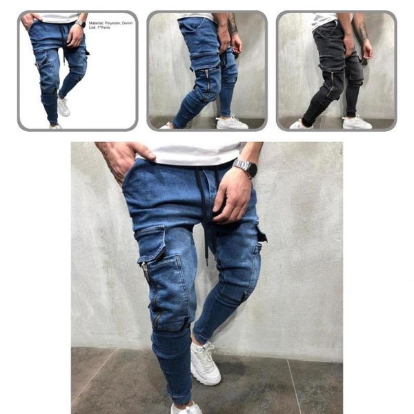 men's jeans straight terrific solid color mid waist men hip-hop autumn drawstring for going out, Blue
men's jeans straight terrific solid color mid waist men hip-hop autumn drawstring for going out, Blue