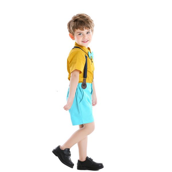 children's summer children's short sleeve boy's party bow tie shirt and suspender two piece baby, Blue
children's summer children's short sleeve boy's party bow tie shirt and suspender two piece baby, Blue