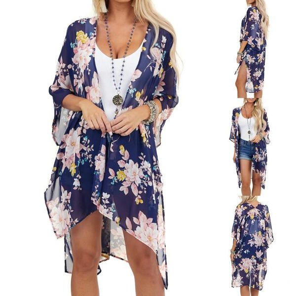 women's swimwear 2021 bikini cover up beachwear fashion chiffon printed cardigan loose large yards long beach cover-ups, White;black
women's swimwear 2021 bikini cover up beachwear fashion chiffon printed cardigan loose large yards long beach cover-ups, White;black