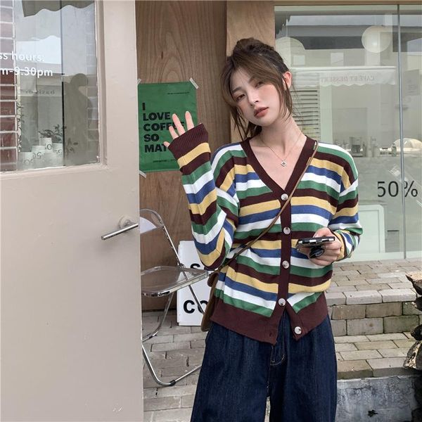 women's knits & tees real s cost-effective; artistic niche retro rainbow stripes, White
women's knits & tees real s cost-effective; artistic niche retro rainbow stripes, White