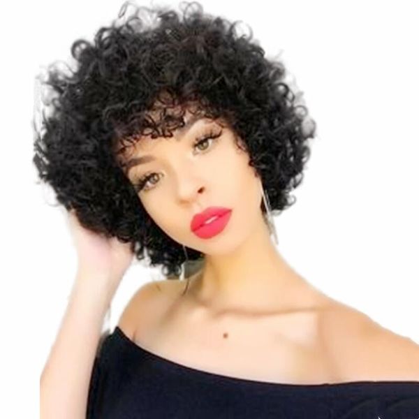 human hair short kinky curly brazilian glueless wigs for black women full machine made wig, Black;brown
human hair short kinky curly brazilian glueless wigs for black women full machine made wig, Black;brown