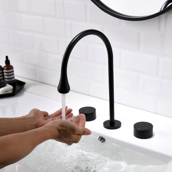 luxury matte black bathroom sink faucet fashion design brass three holes two handle basin mixer tap faucets
luxury matte black bathroom sink faucet fashion design brass three holes two handle basin mixer tap faucets