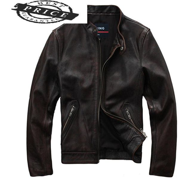 men's leather & faux men real cow jackets vintage zipper genuine stand streetwear leisure chaqueta-moto-hombre gray brown coat xs-2xl, Black
men's leather & faux men real cow jackets vintage zipper genuine stand streetwear leisure chaqueta-moto-hombre gray brown coat xs-2xl, Black
