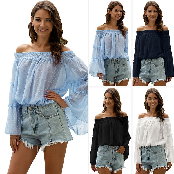 womens coat summer new style solid color floral casual loose womens chiffon shirt oneword neck trumpet sleeve transparent tshirt s2xl, White
womens coat summer new style solid color floral casual loose womens chiffon shirt oneword neck trumpet sleeve transparent tshirt s2xl, White