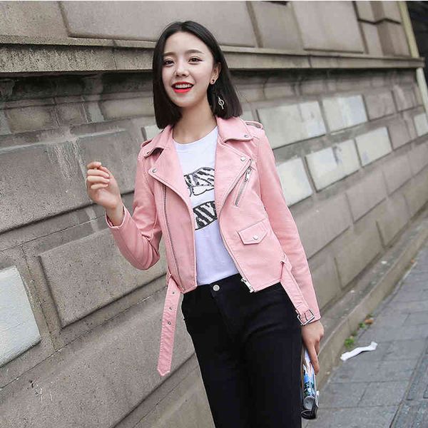 pu leather jacket women fashion bright colors black short faux biker motorcycle coat soft 210512
pu leather jacket women fashion bright colors black short faux biker motorcycle coat soft 210512