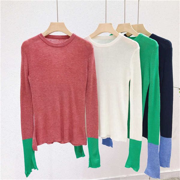 women's sweaters spring product niche round neck contrast color split long-sleeved knitted bottoming shirt slim thin sweater 6nah, White;black
women's sweaters spring product niche round neck contrast color split long-sleeved knitted bottoming shirt slim thin sweater 6nah, White;black
