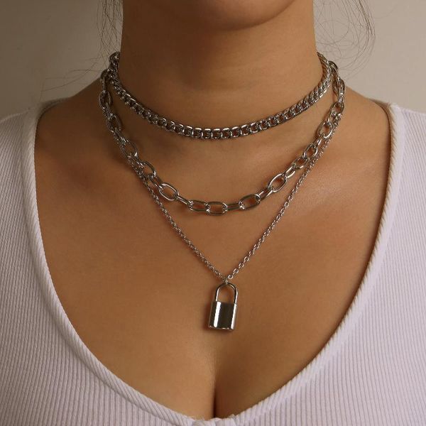 pendant necklaces silver color lock necklace for women punk style thick clavicle chain layered female 2021 fashion jewelry
pendant necklaces silver color lock necklace for women punk style thick clavicle chain layered female 2021 fashion jewelry
